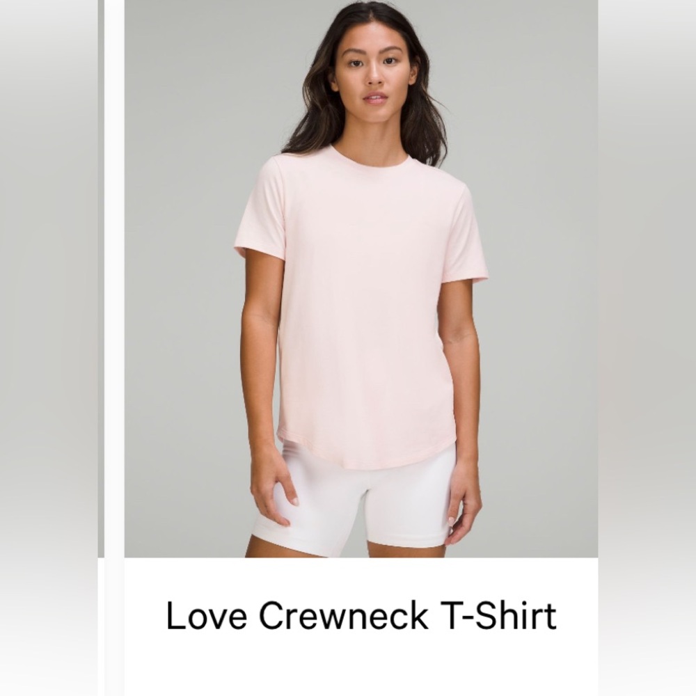 Lululemon Love Crewneck curved hem shirt. Size 12 strawberry milkshake